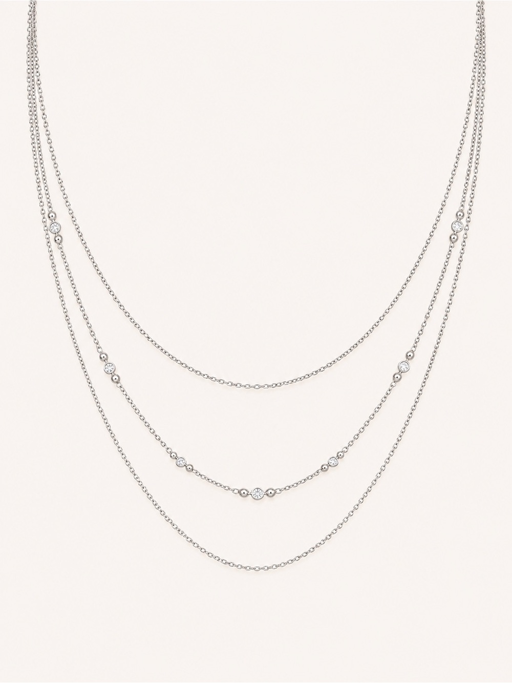 Delicate Gorjana Silver-Tone Layered CZ station layered necklace